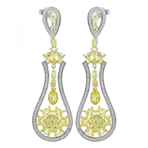China 925 Sterling Silver Splendid Flower Cluster Drop Earrings 