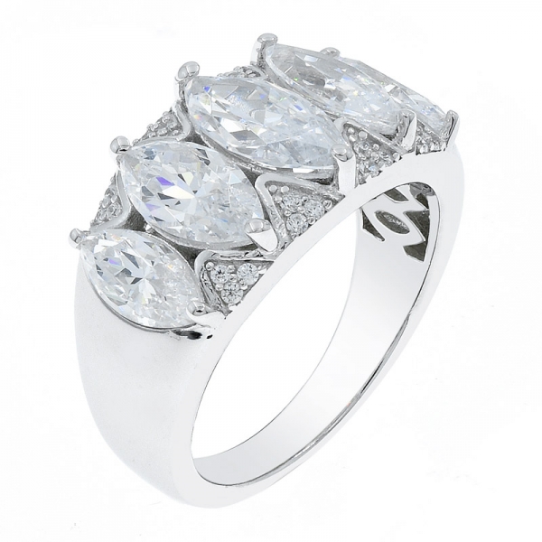 Modern Fashion 925 Sterling Silver Five Stone Ring For Ladies 