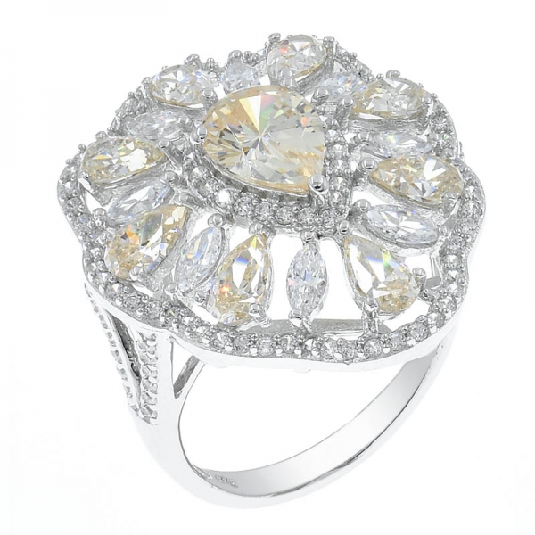 China 925 Sterling Silver Morganite Peach CZ Ring 
