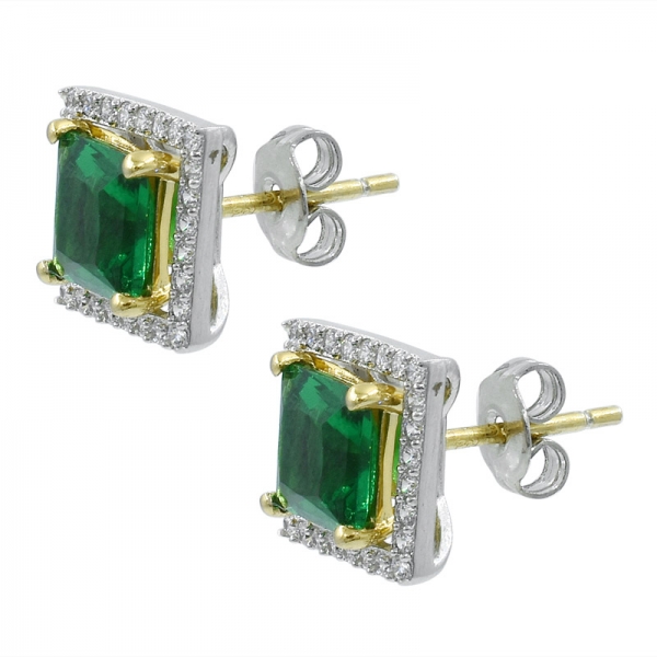 China 925 Sterling Silver Green Nano Stud Earrings 