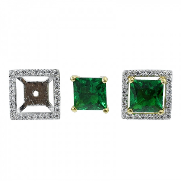 China 925 Sterling Silver Green Nano Stud Earrings 