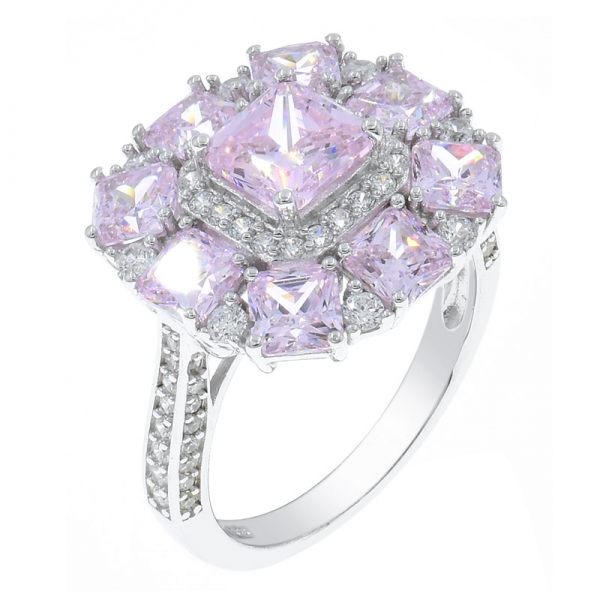 China 925 Sterling Silver Diamond Pink CZ Ring Making By ETON 