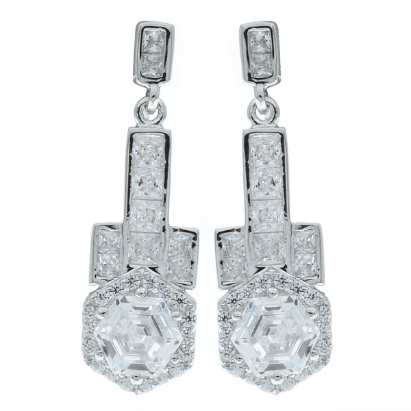 Sweet Fashion 925 Sterling Silver Earrings With Clear Stones 