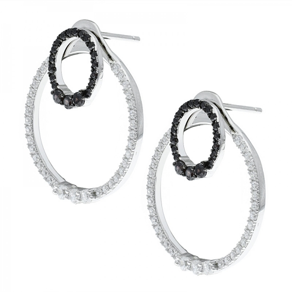 925 Sterling Silver Fashionable Double Hoop Laides Earrings 