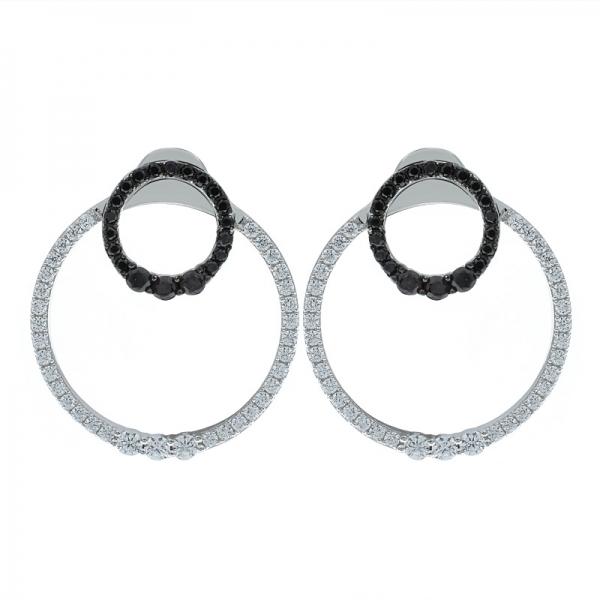 925 Sterling Silver Fashionable Double Hoop Laides Earrings 