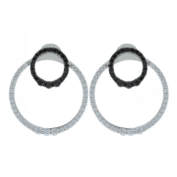 925 Sterling Silver Fashionable Double Hoop Laides Earrings 