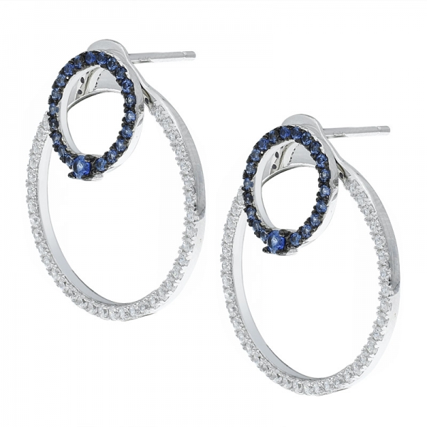 Fashionable Ladies 925 Sterling Silver Double Hoop Earrings 