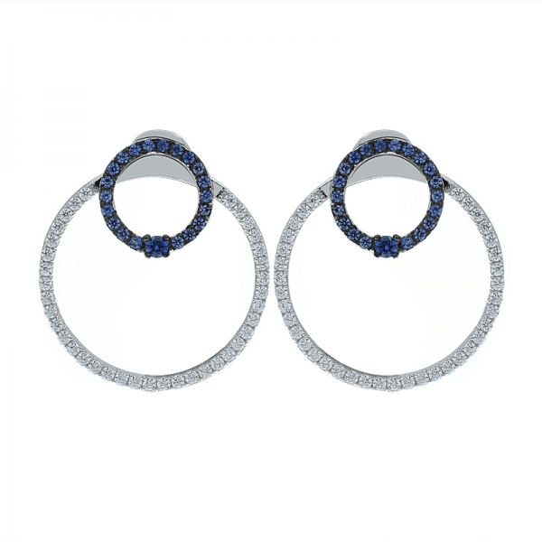 Fashionable Ladies 925 Sterling Silver Double Hoop Earrings 