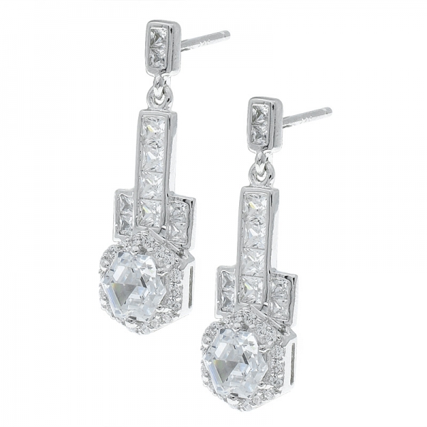 Sweet Fashion 925 Sterling Silver Earrings With Clear Stones 