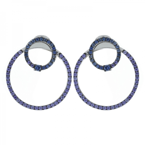 Fashionable Ladies 925 Sterling Silver Double Hoop Earrings 