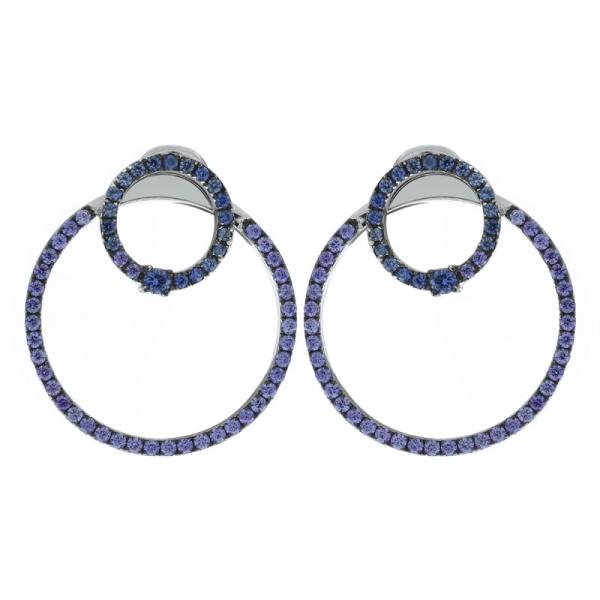 Fashionable Ladies 925 Sterling Silver Double Hoop Earrings 