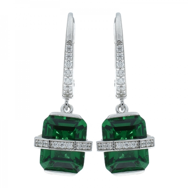 925 Sterling Silver Diamond Yellow CZ Hinge Earrings 