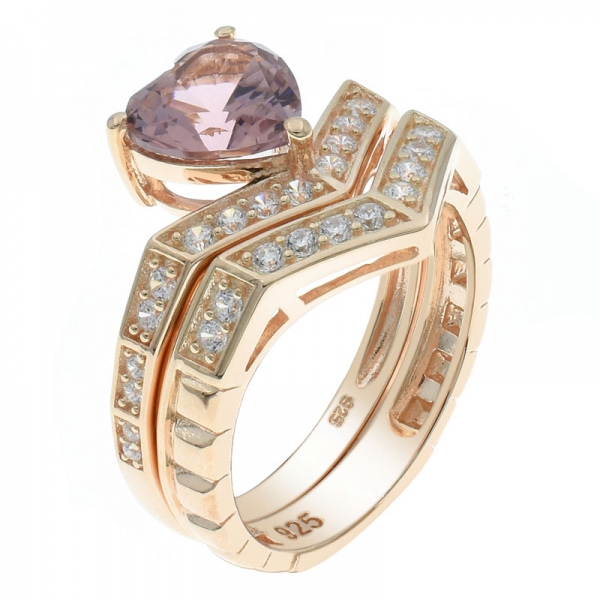 925 Sterling Silver Morganite Nano Enamel Ring 