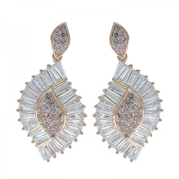 925 Sterling Silver Baguette Jewelry Ladies Earrings 