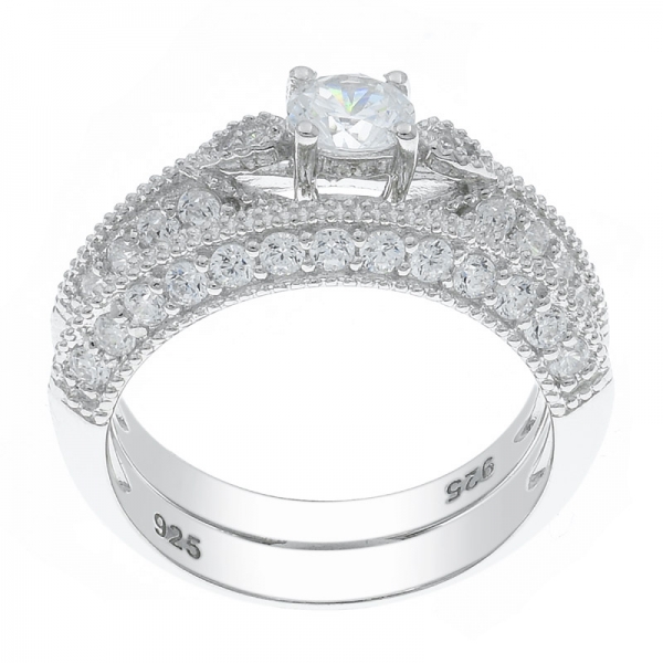 Subtle Elegance 925 Sterling Silver Bridal Ring Set 