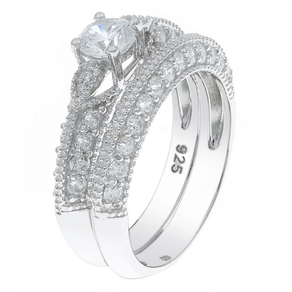 Subtle Elegance 925 Sterling Silver Bridal Ring Set 