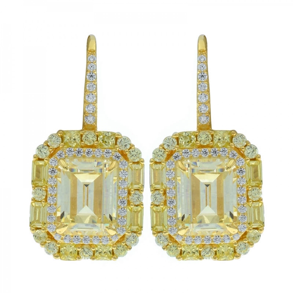 925 Sterling Silver Nice Handmade Earrings With Emerald Cut Tanzanite CZ 