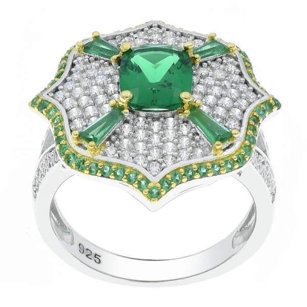 Modern Fashion 925 Sterling Silver Green Nano Jewelry Ring 