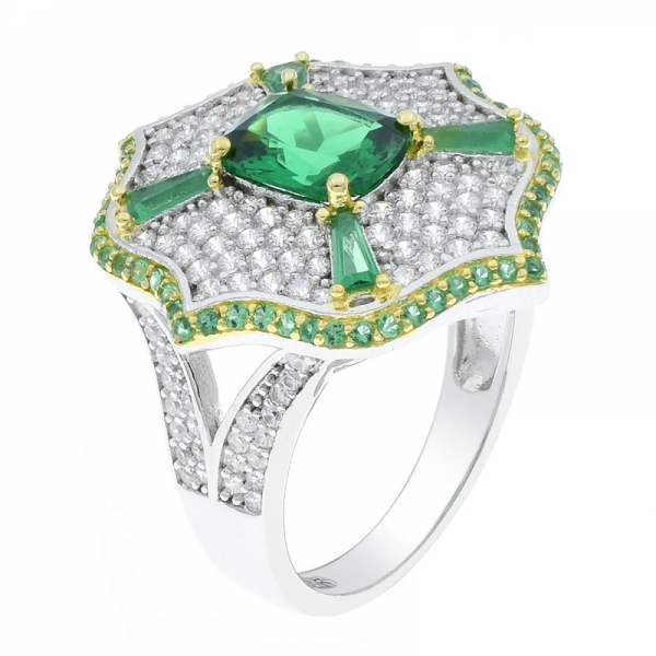 Modern Fashion 925 Sterling Silver Green Nano Jewelry Ring 
