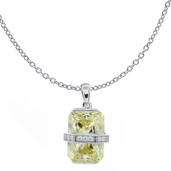 Understated Elegance 925 Sterling Silver Diamond Yellow CZ Jewelry Pendant 