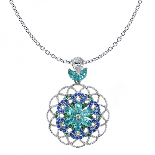 925 Sterling Silver Filigree Spinning Pendant For Ladies 