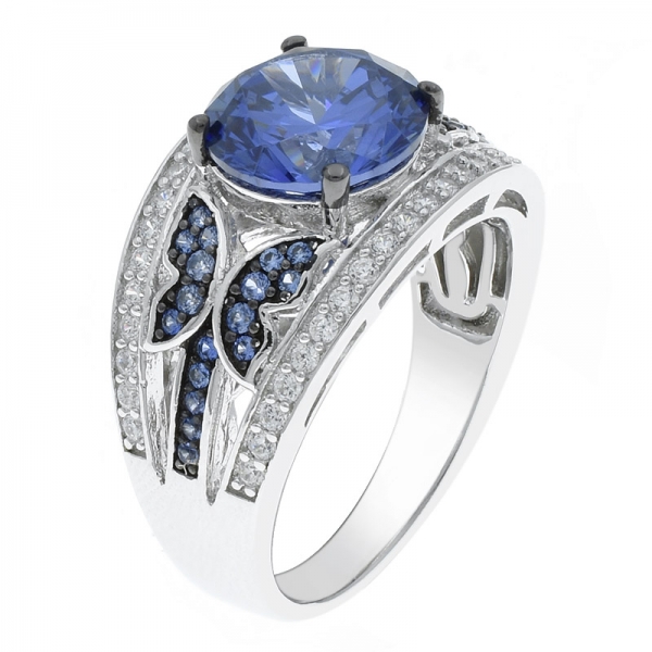 925 Sterling Silver Butterfly Jewelry Ring With Tanzanite CZ 