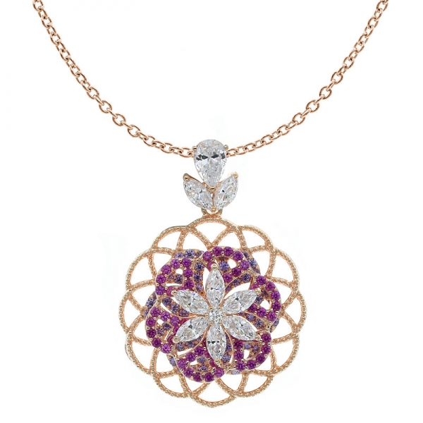 925 Sterling Silver Filigree Spinning Pendant For Ladies 