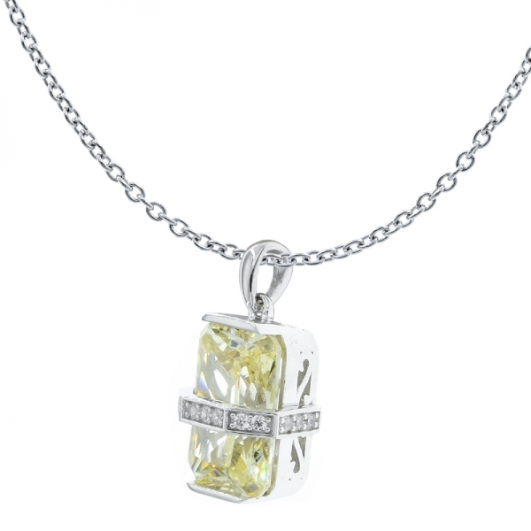 Understated Elegance 925 Sterling Silver Diamond Yellow CZ Jewelry Pendant 
