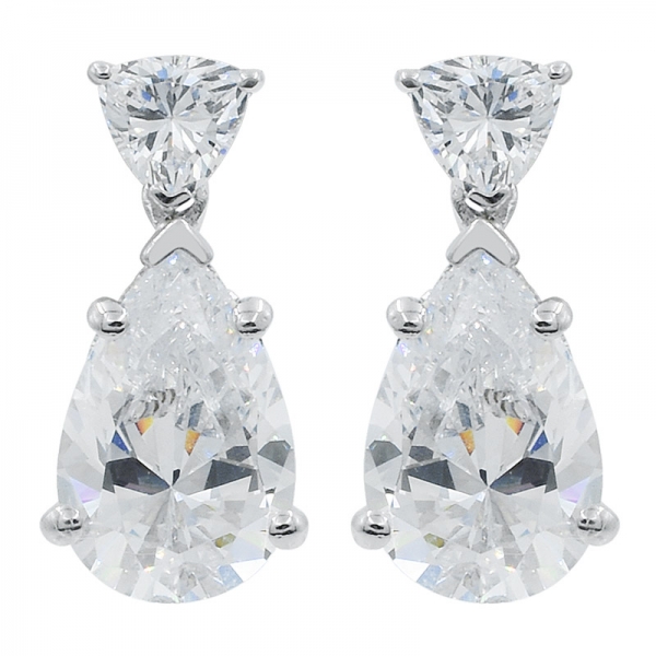 High Quality 925 Sterling Silver Earrings With White CZ 