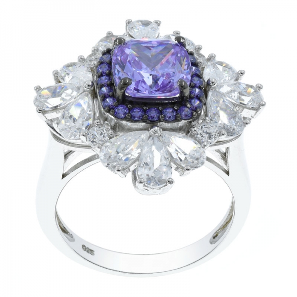 925 Sterling Silver Kunzite CZ Pendant Jewelry Ring 