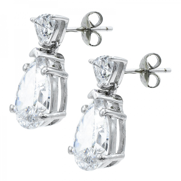 High Quality 925 Sterling Silver Earrings With White CZ 