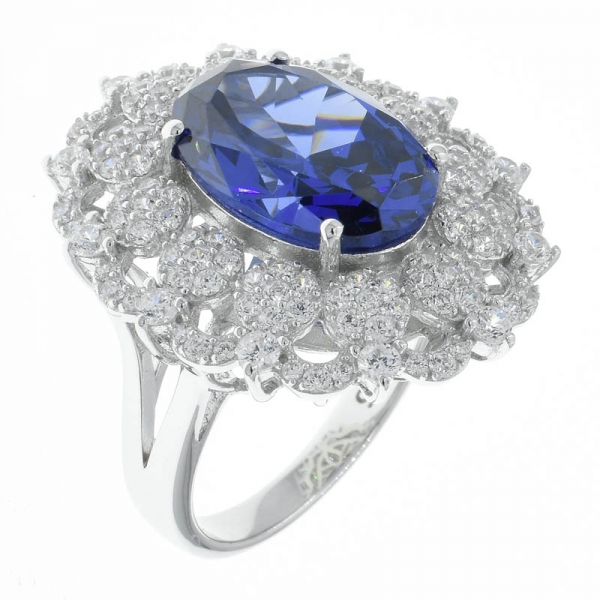 Nice Handcrafted 925 Silver Ring With Tanzanite CZ 