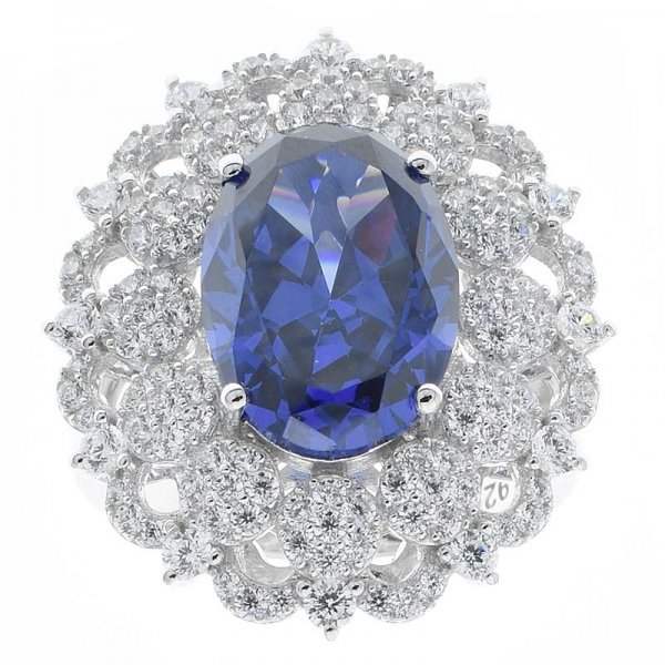 Nice Handcrafted 925 Silver Ring With Tanzanite CZ 