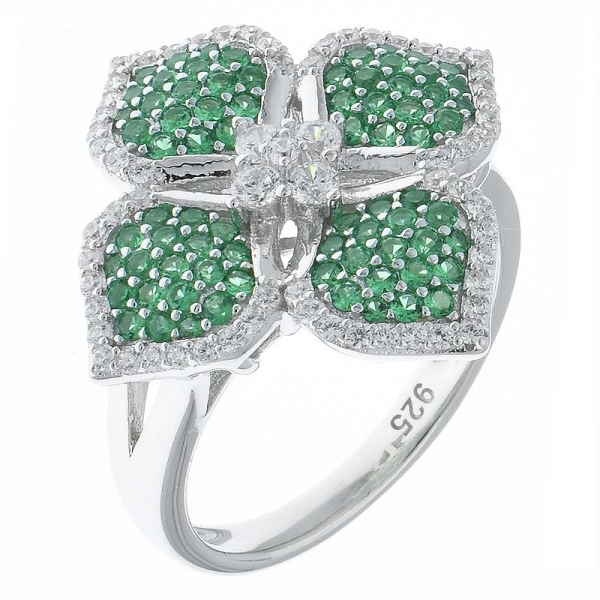 925 Sterling Silver Green Nano Clover Ring Jewelry 