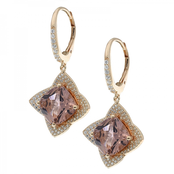 925 Silver Four Point Star Earrings With Morganite Nano 