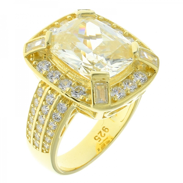 Fancy Handcrafted 925 Sterling Silver Ring With Diamond Yellow CZ 