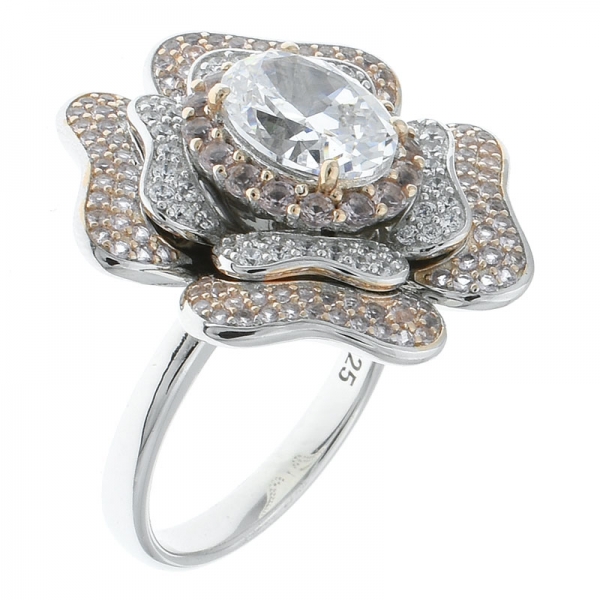 Wonderful Handcrafted 925 Sterling Silver Flower Jewelry Ring 