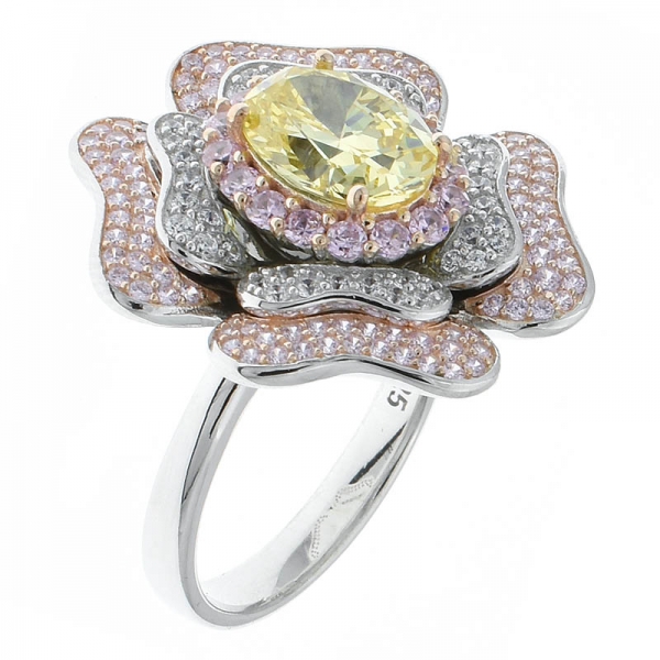 Wonderful Handcrafted 925 Sterling Silver Flower Jewelry Ring 