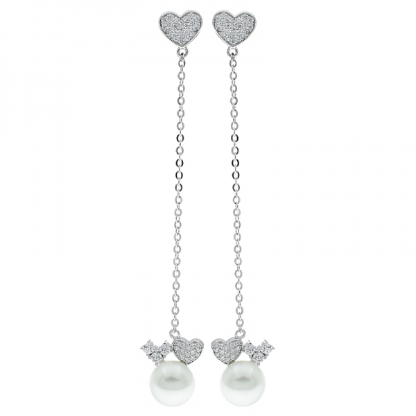 Nice Handcrafted 925 Sterling Silver Heart Shape Pearl Earrings 