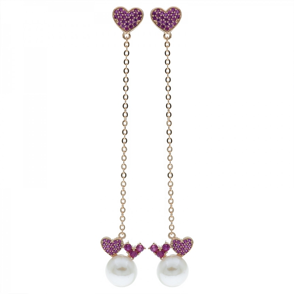 Nice Handcrafted 925 Sterling Silver Heart Shape Pearl Earrings 