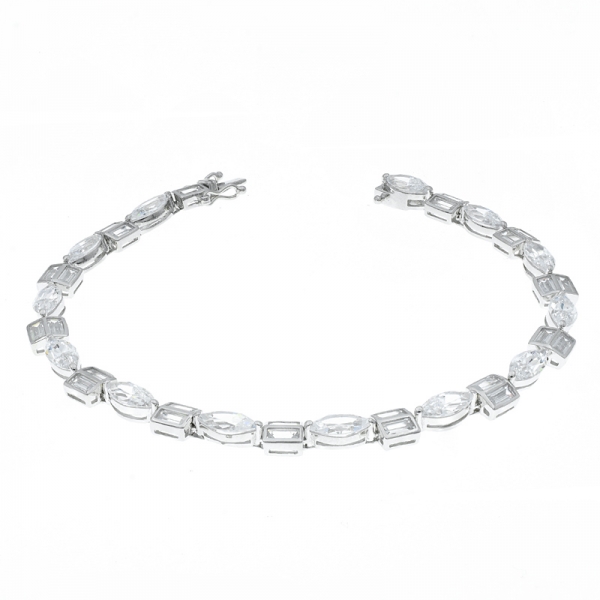 Subtle Elegance 925 Sterling Silver Alternating Bracelet 