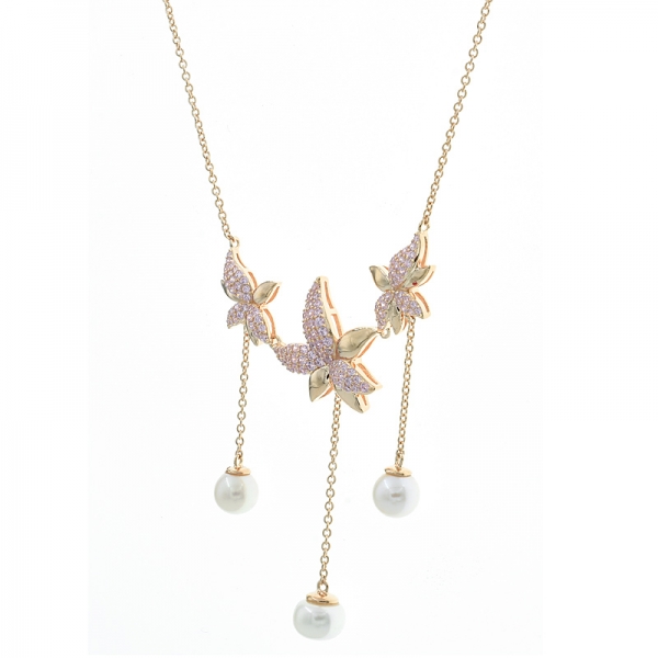 Graceful Rose Gold Plated 925 Silver Maple Leaf Necklace 