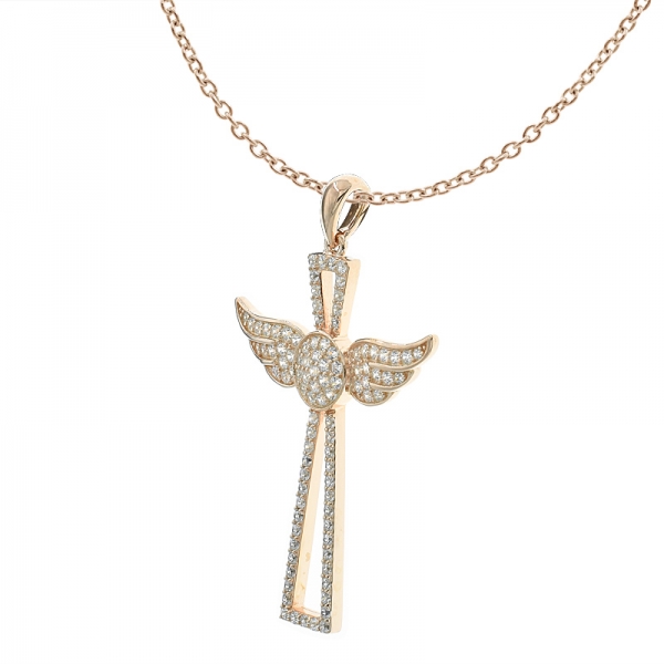 925 Silver Wing Cross Angel Pendant For Ladies 