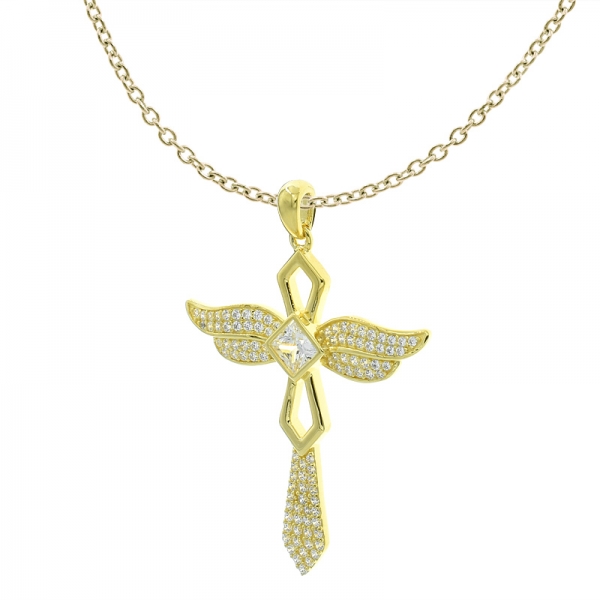 Modern Fashion 925 Silver Wing Cross Angel Jewelry Pendant 