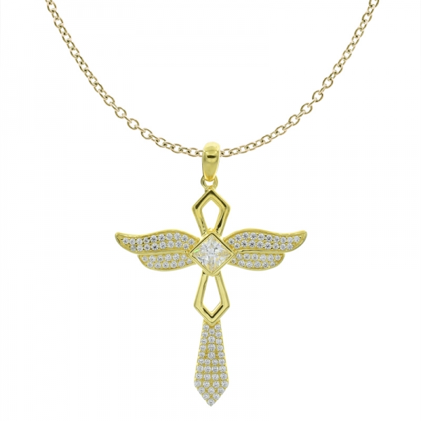 Modern Fashion 925 Silver Wing Cross Angel Jewelry Pendant 