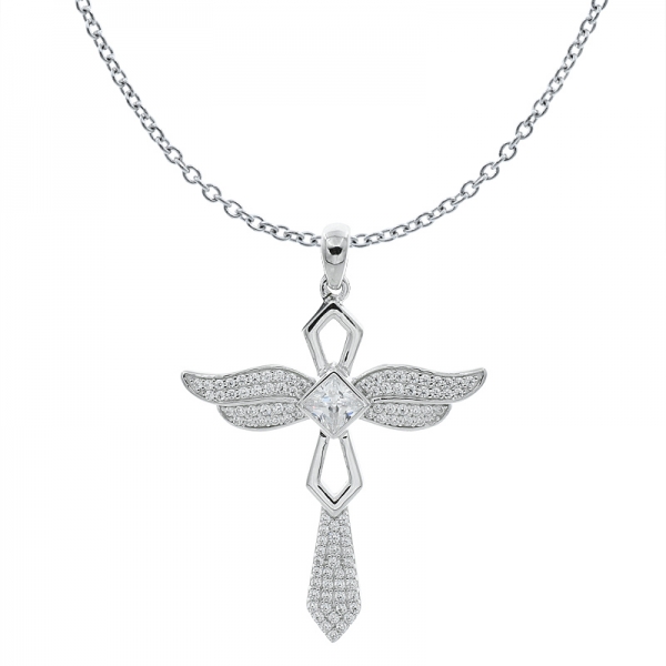 Modern Fashion 925 Silver Wing Cross Angel Jewelry Pendant 