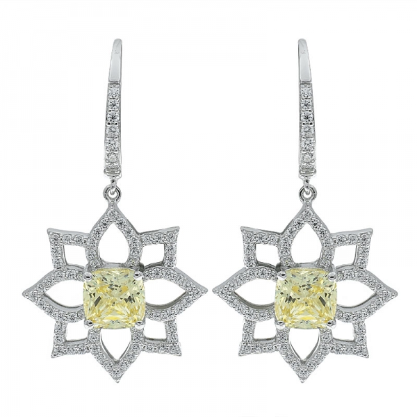 925 Sterling Silver Open Flower Earrings Jewelry With Tanzanite CZ 
