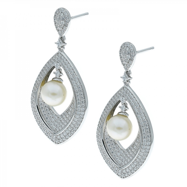 925 Sterling Silver Water Drop Jewelry Earrings With Fresh Pearl 