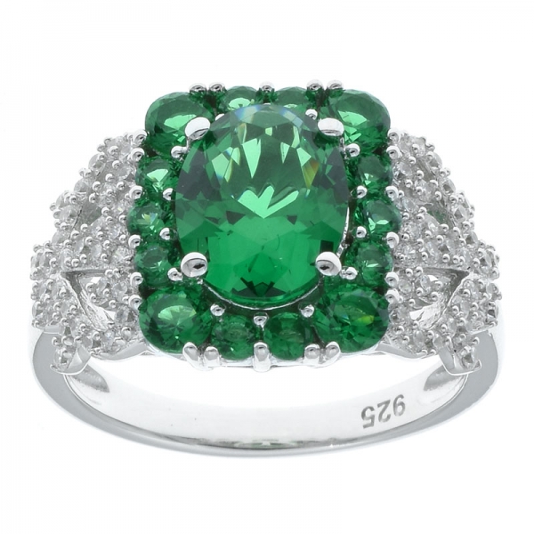 925 Sterling Silver Green Nano Lace Ring Jewelry 