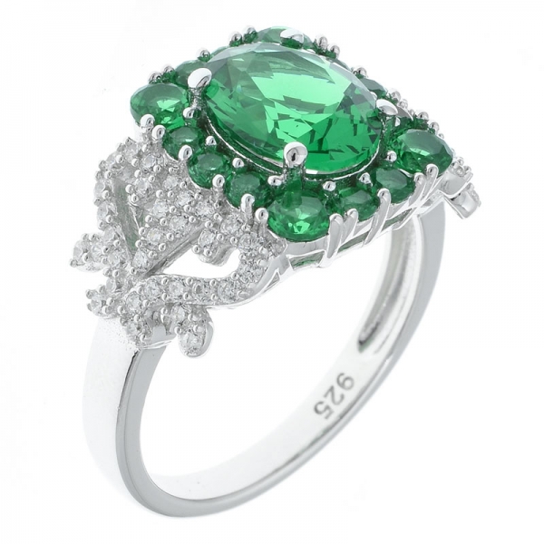 925 Sterling Silver Green Nano Lace Ring Jewelry 